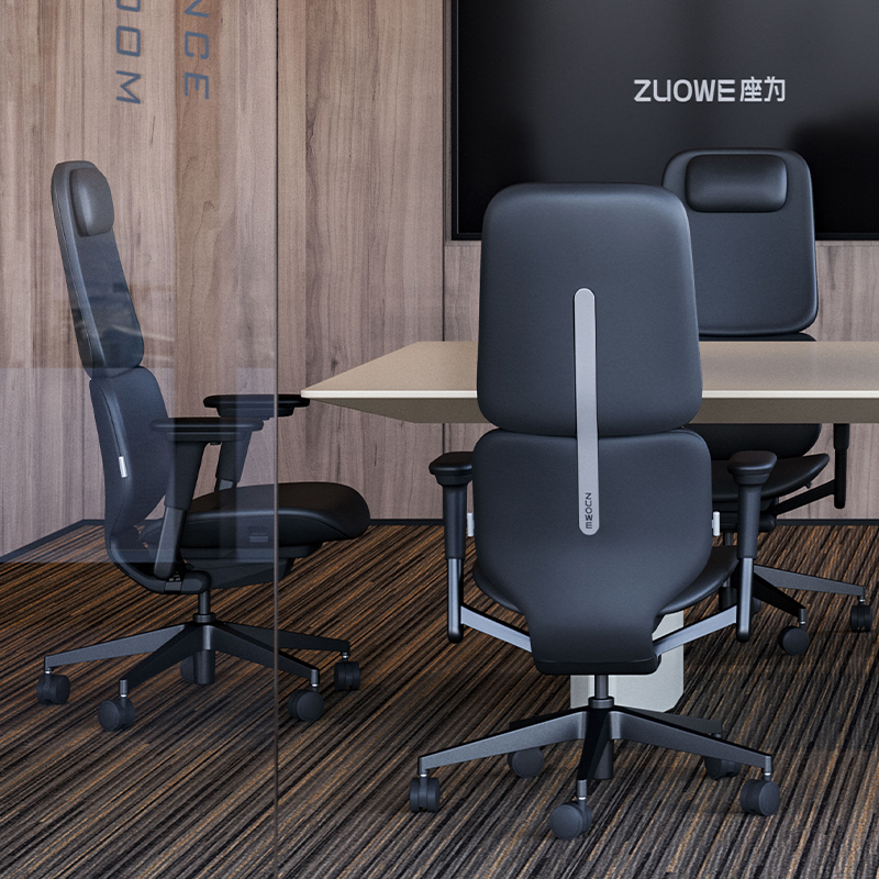 ZUOWE Luxury Modern Brown Leather High Back Office Chair with Adjustable Arms